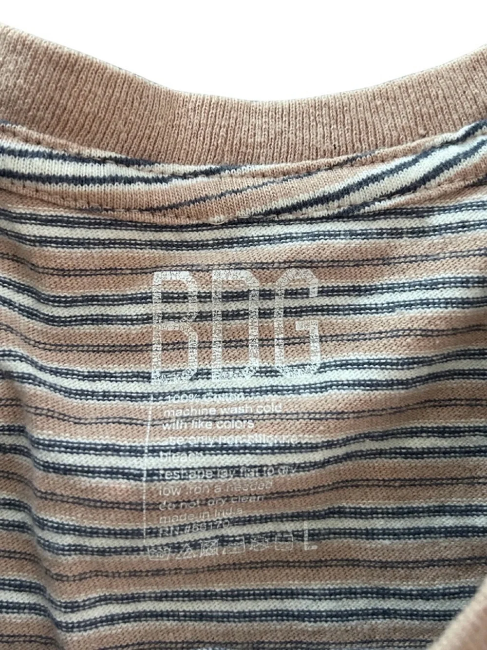 BDG Striped Cotton Cropped Short Sleeve T-Shirt | Size L